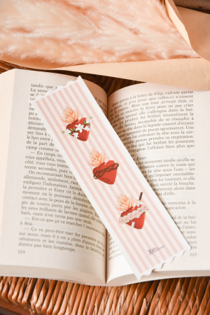 Marque Page Coeurs Sacrés Rose