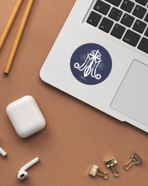 Stickers M de Marie fond bleu